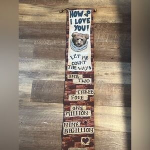 Boyds Bears & Friends Wilson Tapestry Bell Pull Wall Hanging Teddy Love